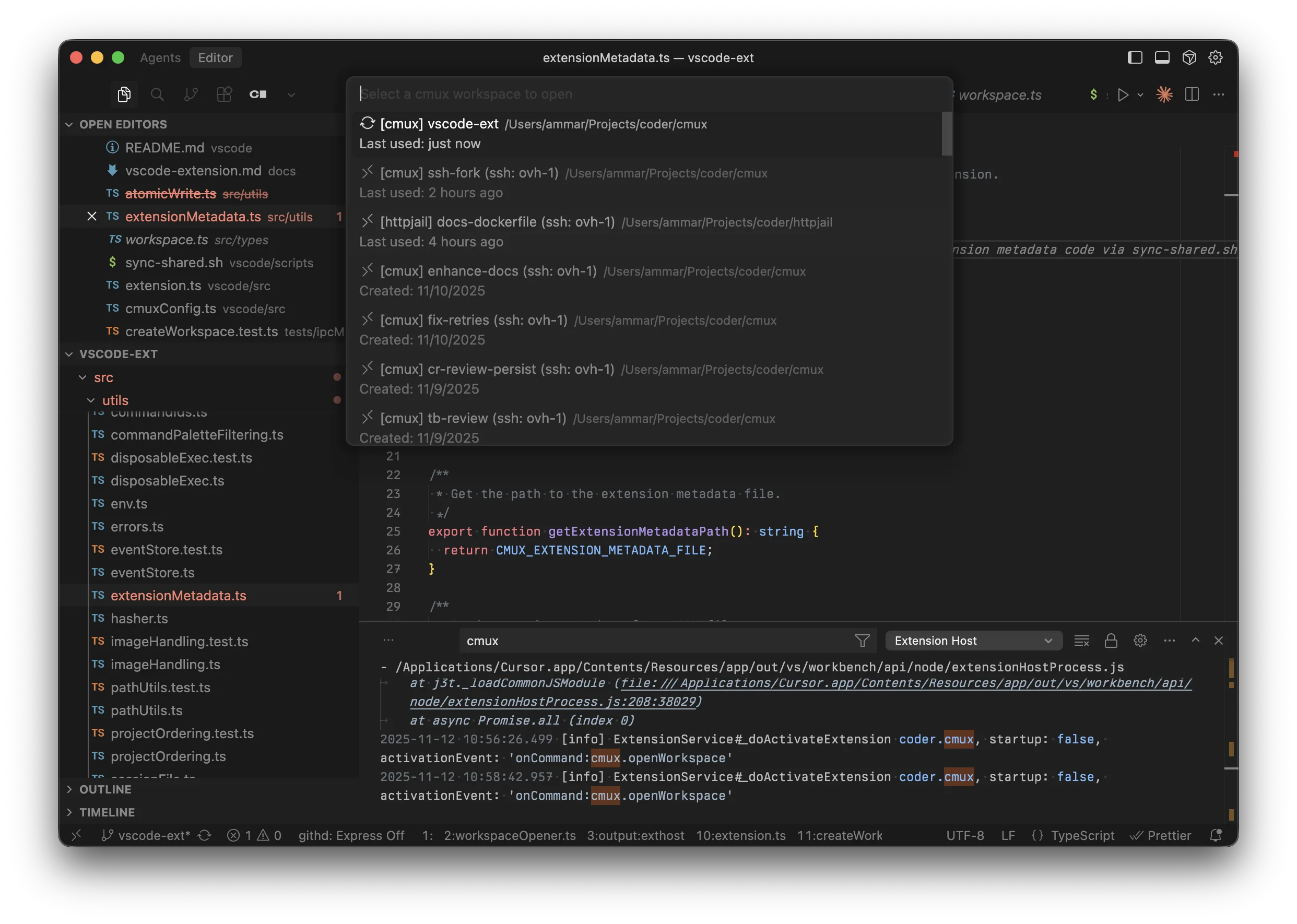 cmux VS Code extension screenshot